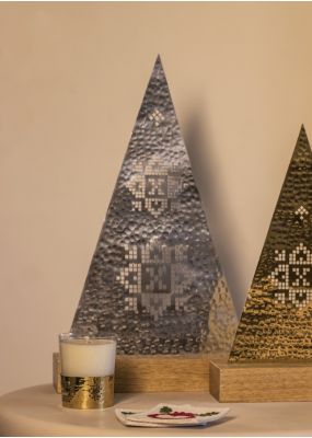 Hammered Metal Christmas Tree - Silver