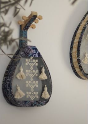 Small Decorative Oud with Embroidery and Decoupage 