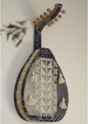 Large Decorative Oud with Embroidery and Decoupage 