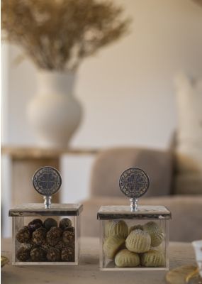 Plexi Box with Embroidered Hammered Metal Lid 