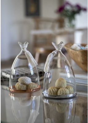 Glass Cloche with Hammered Metal Base 