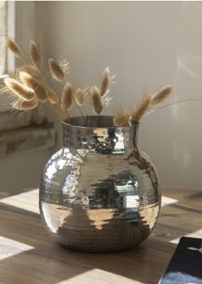 Large Hammered Metal Vase 