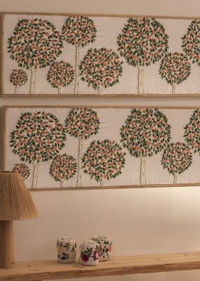 Orange Trees Embroidered Wall Hanging  
