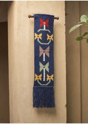 Handwoven Wool Wall Hanging: Bird Motifs 