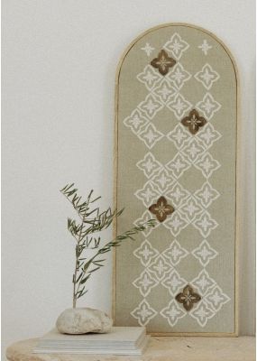 Geometric Embroidered Wall Hanging with Hammered Metal 