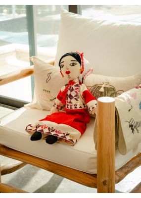 Handcrafted Heritage Doll with Traditional Embroidered Dress